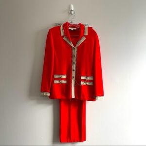 St. John Knit Red Pant Suit